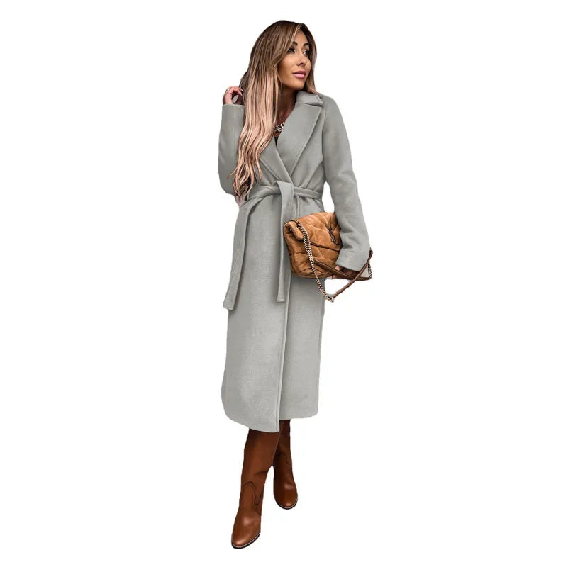 Navarita | Olivia Tie-Belt Woolen Long Coat