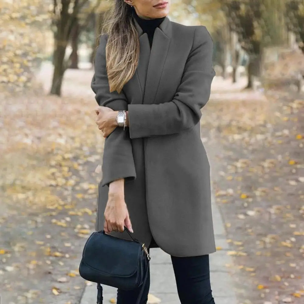 Navarita | Stand Collar Longline Woolen Coat