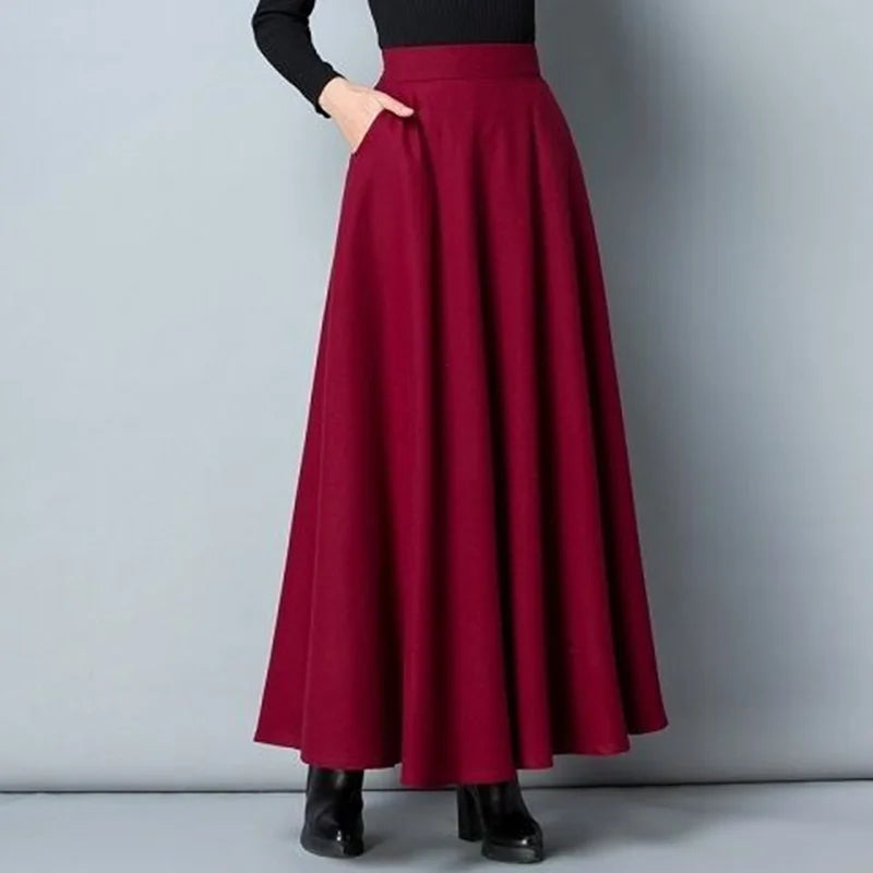Navarita | Elegant Wool-Blend Maxi Skirt with Pockets