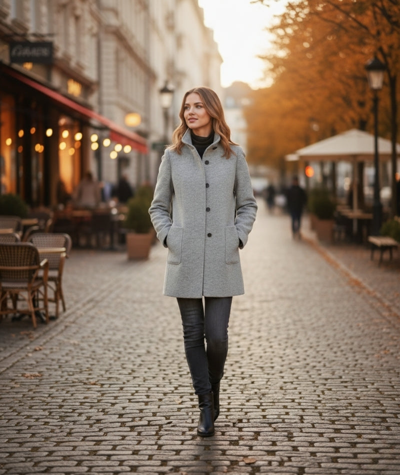 Abrigo de algodón con cuello alto – Mireya