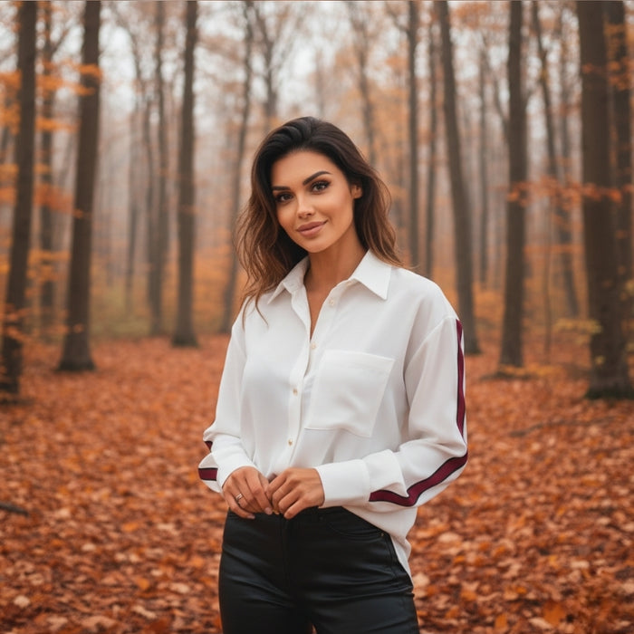 Blusa con rayas y cuello clásico – Naira