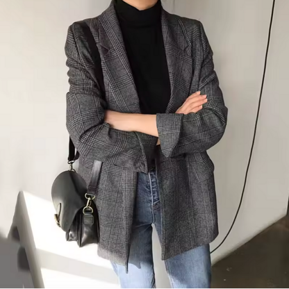 Blazer Cuadros Algodón Estilo British