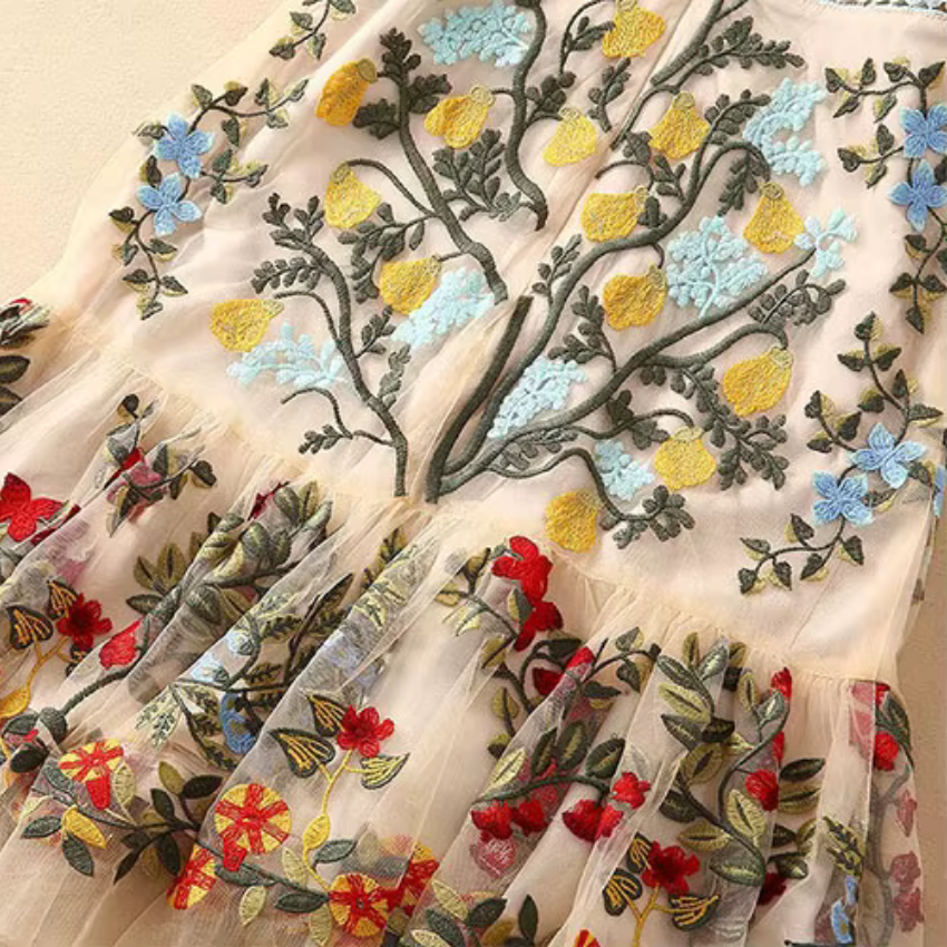 Vestido de malla con estampado floral – Aureline