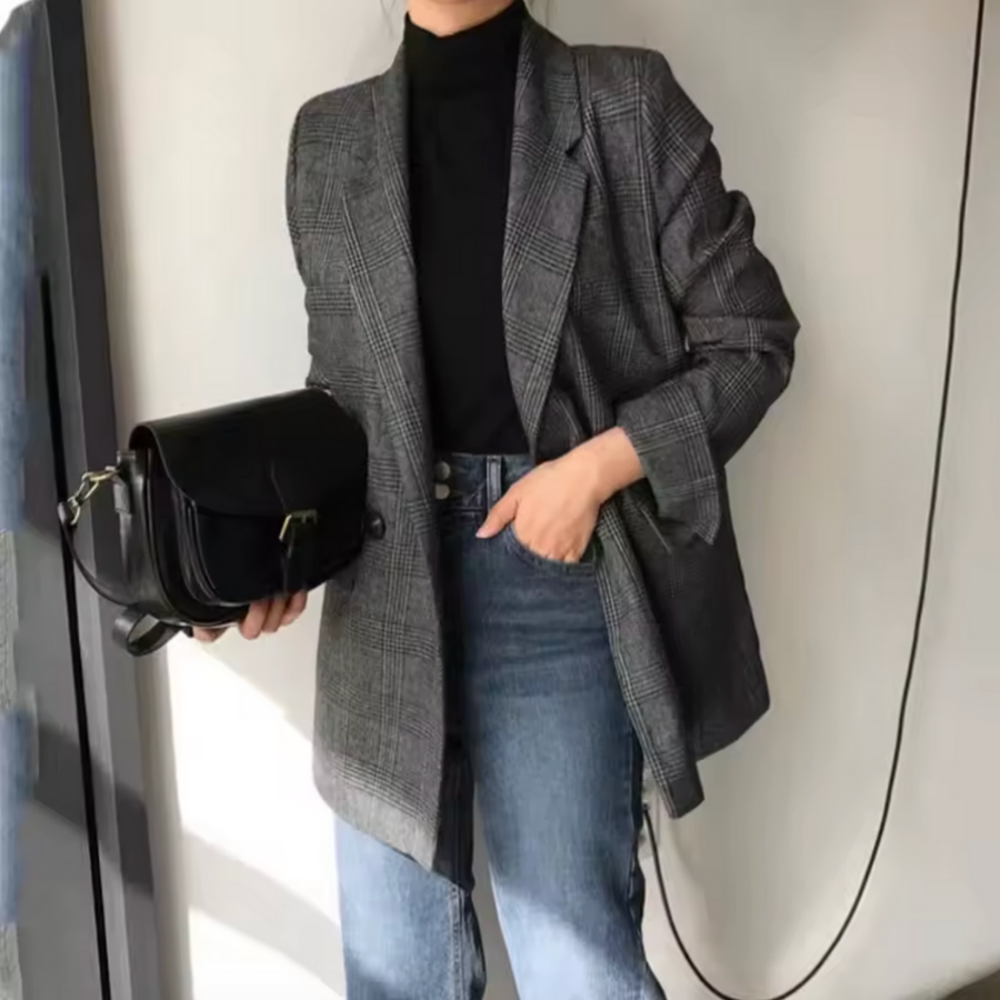 Blazer Cuadros Algodón Estilo British