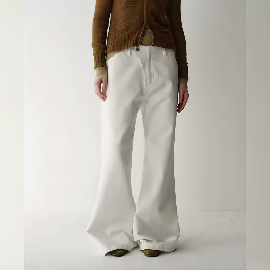 Pantalón Recto Blanco Wide Leg