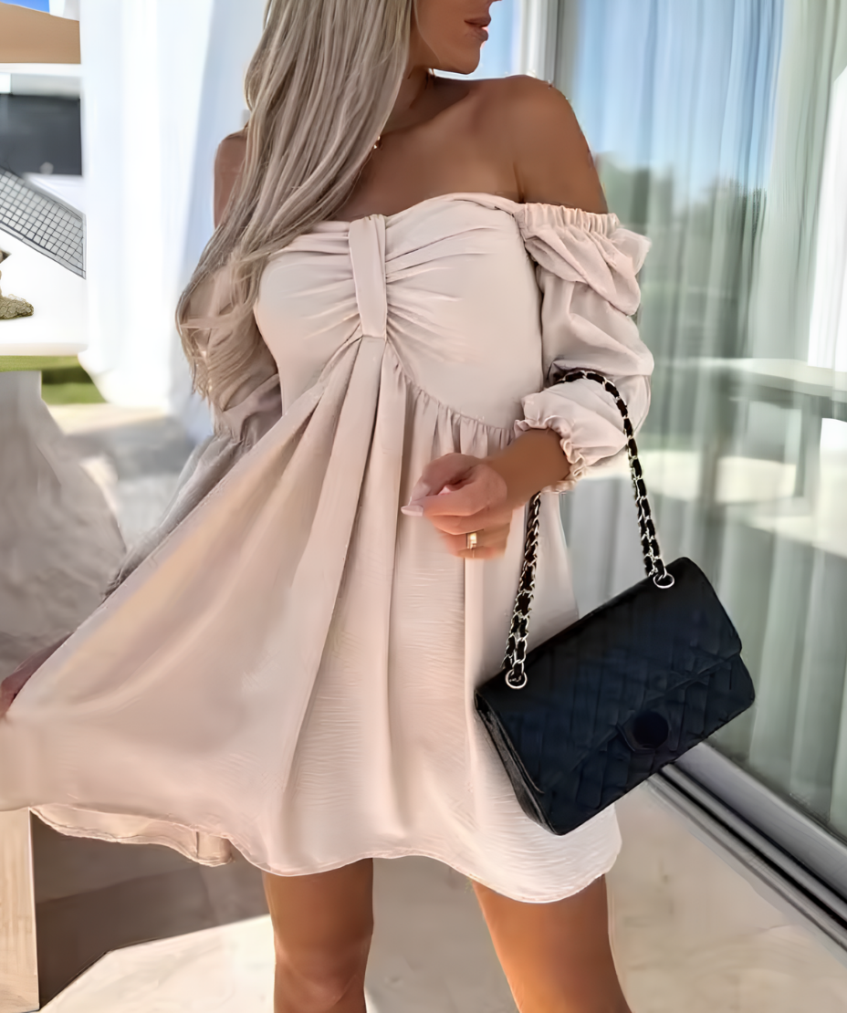 Vestido Corto Valentina Beige