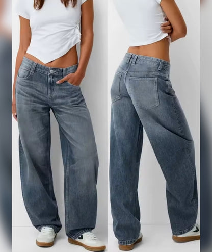 Vaqueros rectos desgastados