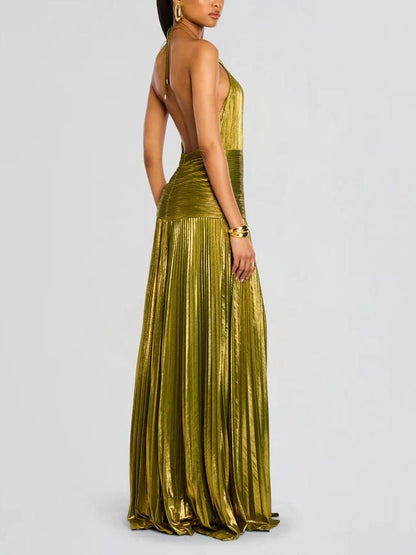 Vestido Maxi Metálico Thalia Peridot