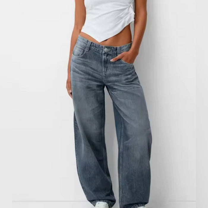 Vaqueros rectos desgastados