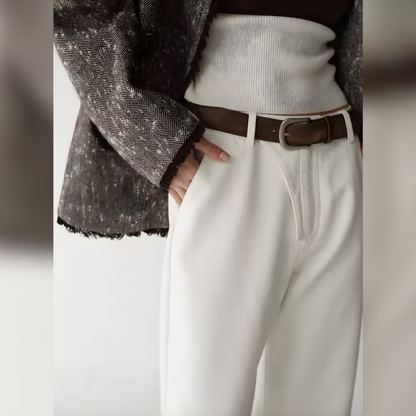 Pantalón Recto Blanco Wide Leg