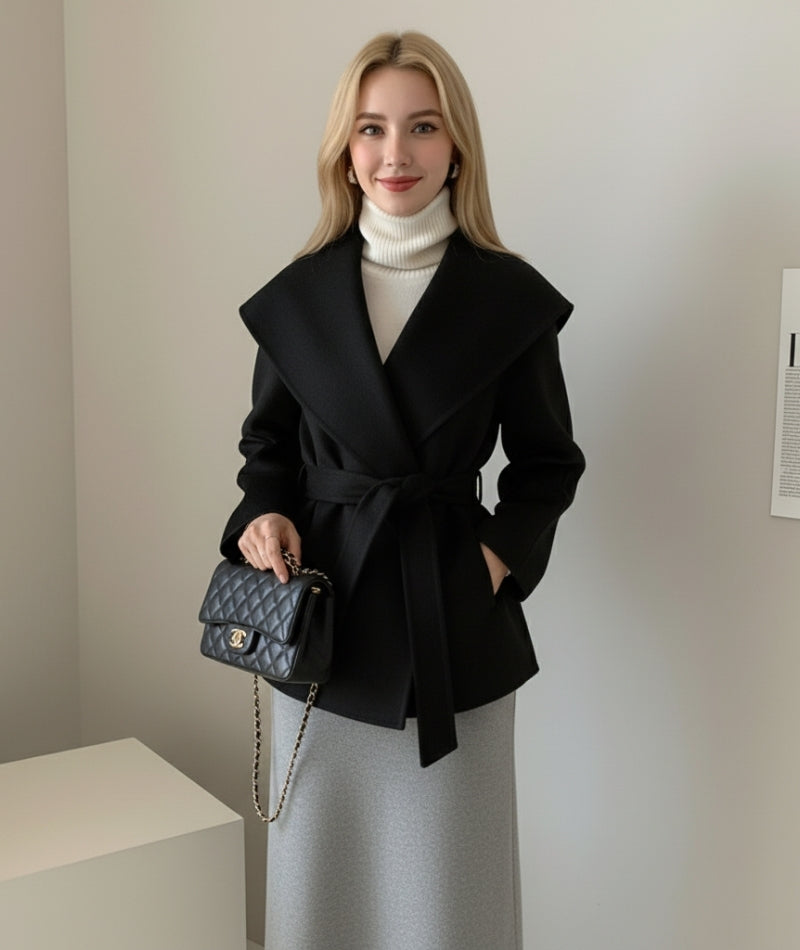 Abrigo urbano oversize de lana con cinturón – Kaelyn