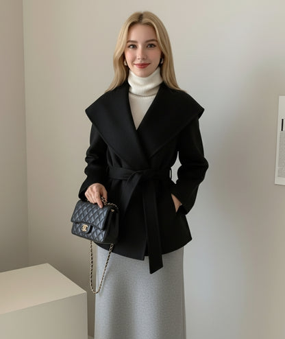 Abrigo urbano oversize de lana con cinturón – Kaelyn
