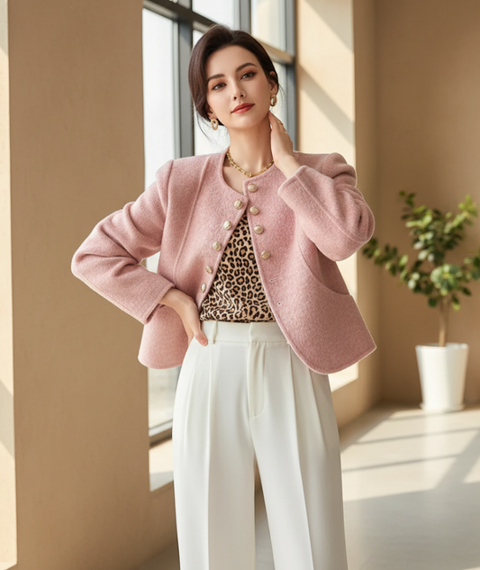 Abrigo corto vintage de mezcla de lana – Roselinne