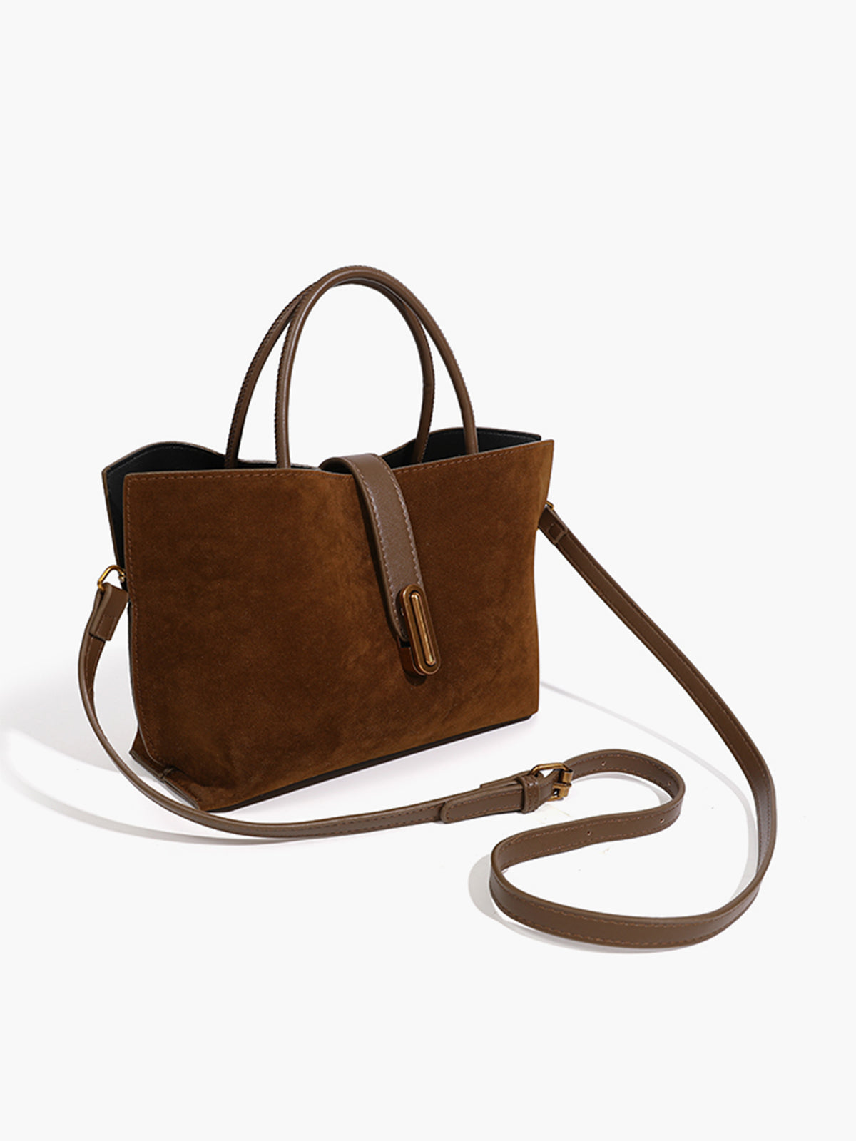 Bolso de Mano de Gamuza con Compartimentos
