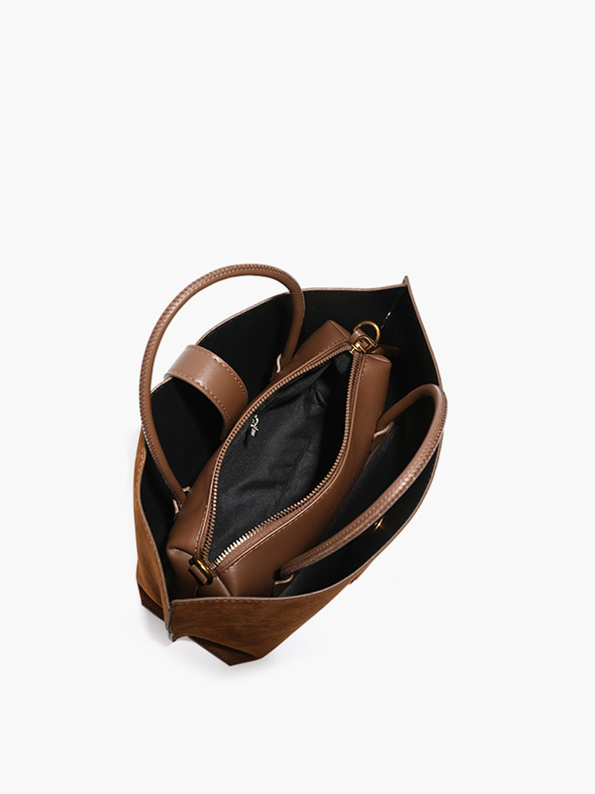 Bolso de Mano de Gamuza con Compartimentos
