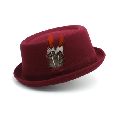 Navarita | Retro Jazz Wool Fedora Hat with Feather Accent