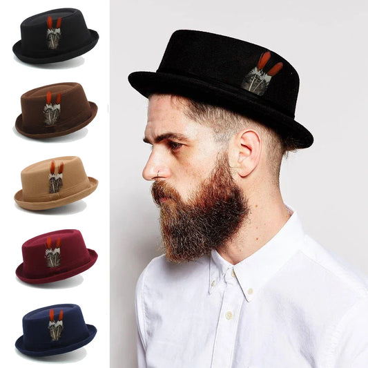 Navarita | Retro Jazz Wool Fedora Hat with Feather Accent