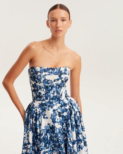 Vestido Maxi Strapless Ethereal Blossom Romántico