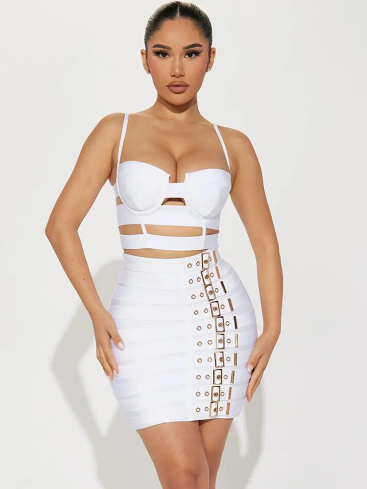 Navarita | Elegant Strap Cut-Out Bandage Mini Dress