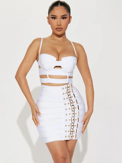 Navarita | Elegant Strap Cut-Out Bandage Mini Dress