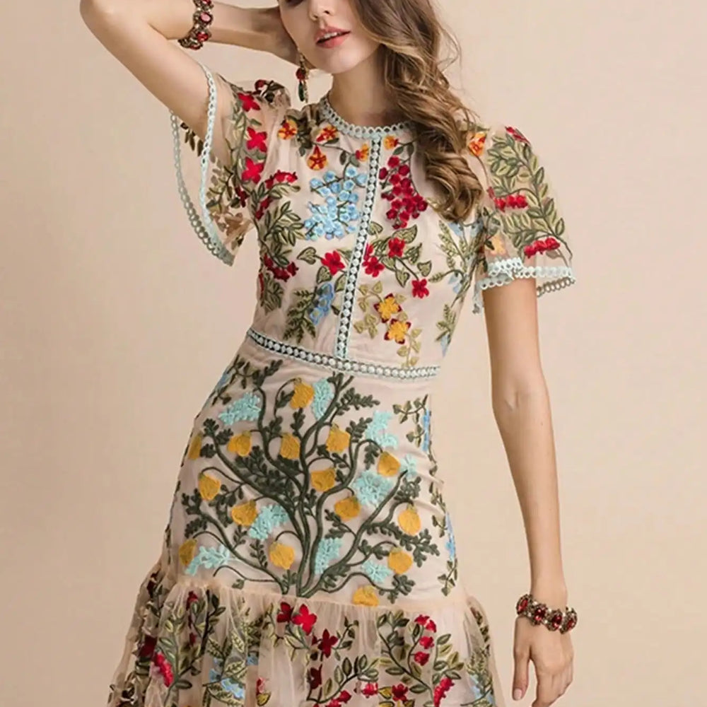 Vestido de malla con estampado floral – Aureline