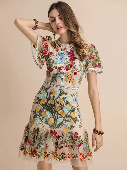 Navarita | Floral Whisper Mesh Dress