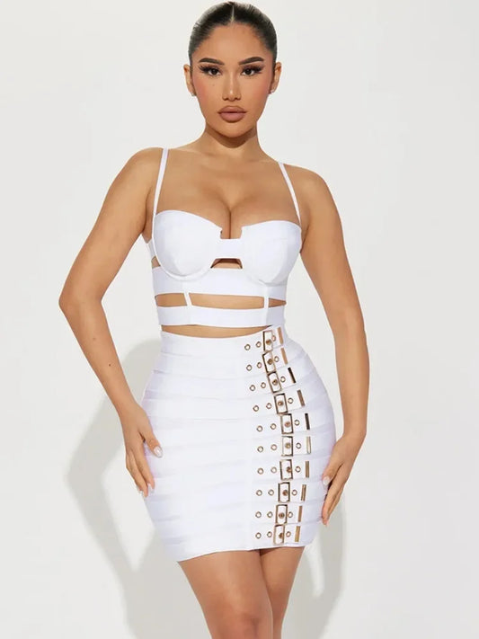 Navarita | Elegant Strap Cut-Out Bandage Mini Dress