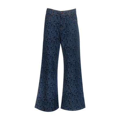 Navarita | Retro Printed High Waist Wide-Leg Denim
