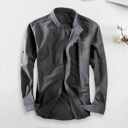 Navarita | Classic White Stand Collar Long Sleeve Shirt