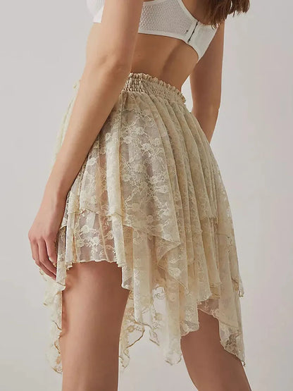 Navarita | Irregular Lace Skirt with Vintage Charm