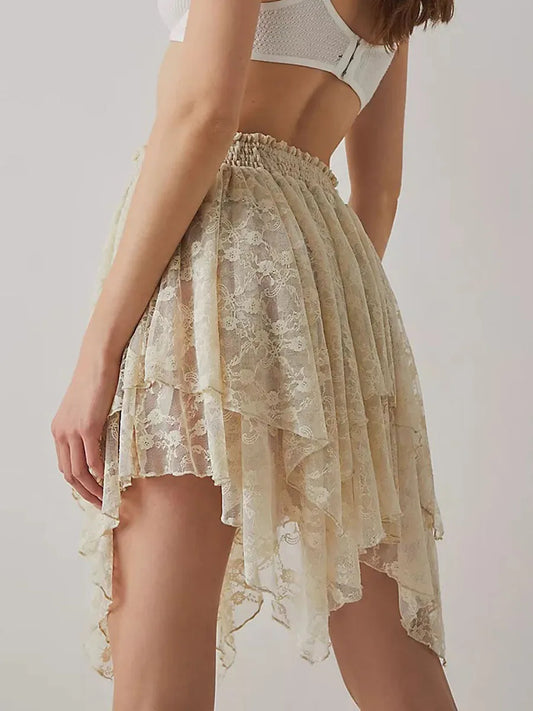 Navarita | Irregular Lace Skirt with Vintage Charm
