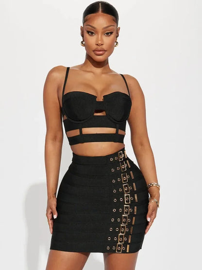 Navarita | Elegant Strap Cut-Out Bandage Mini Dress
