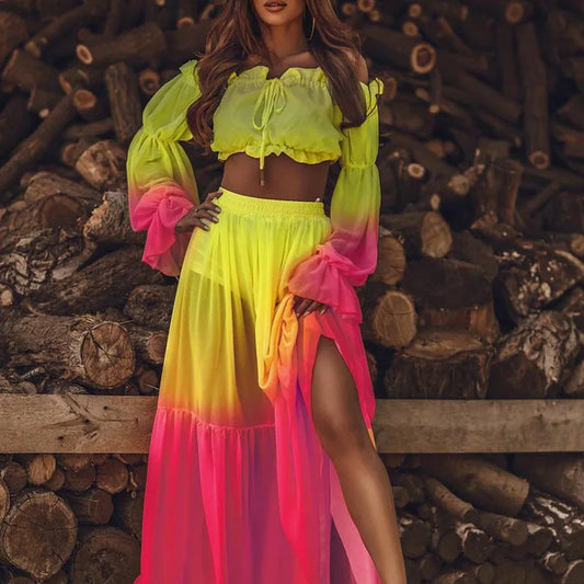 Navarita | Sunset Ombre Off-Shoulder Set