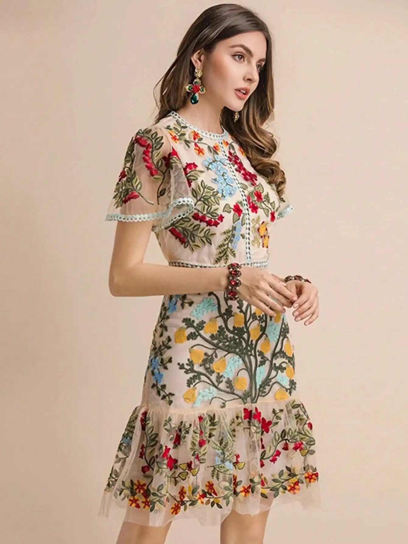 Navarita | Floral Whisper Mesh Dress