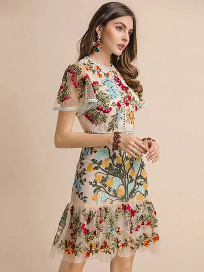 Navarita | Floral Whisper Mesh Dress