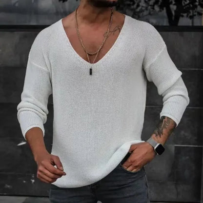 Navarita | V-Neck Knitted Long Sleeve Casual Slim Fit T-Shirt
