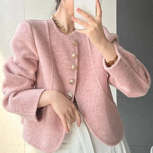 Navarita | Vintage Wool-Blend Short Coat in Light Pink