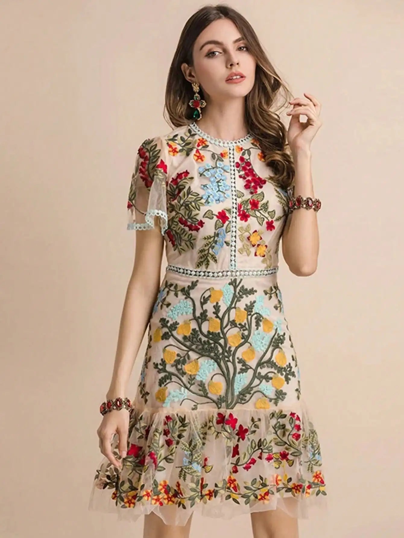 Navarita | Floral Whisper Mesh Dress