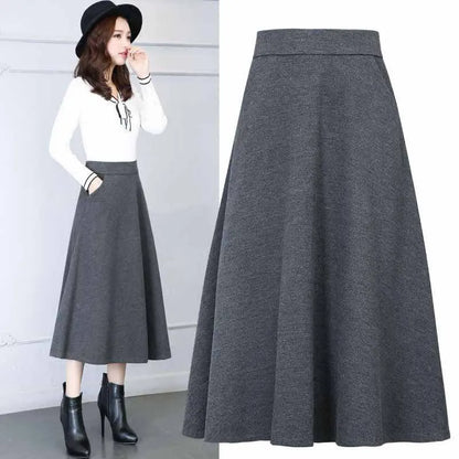 Navarita | Elegant Wool-Blend Maxi Skirt with Pockets