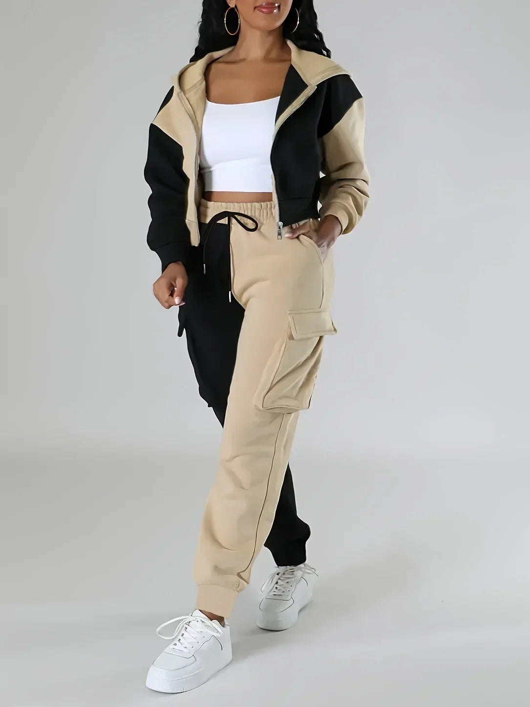 Navarita | Colorblock Cargo Hoodie Set
