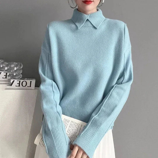 Navarita | Autumn Knit Pullover with Collar Detail