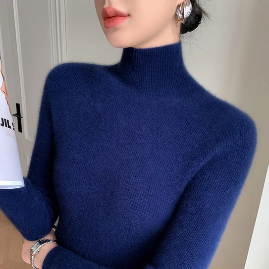 Navarita | Slim Fit High-Stretch Turtleneck Wool Sweater