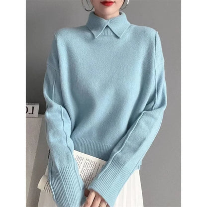 Navarita | Autumn Knit Pullover with Collar Detail