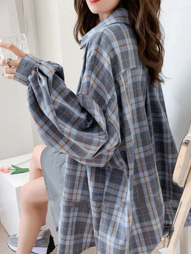 Navarita | Oversized Plaid Cotton Shirt