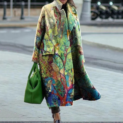 Navarita | Vintage Floral Embroidered Long Coat