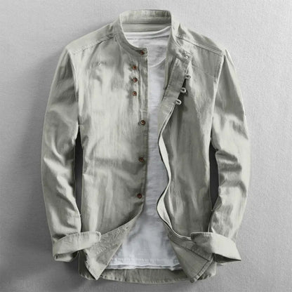 Navarita | Classic White Stand Collar Long Sleeve Shirt