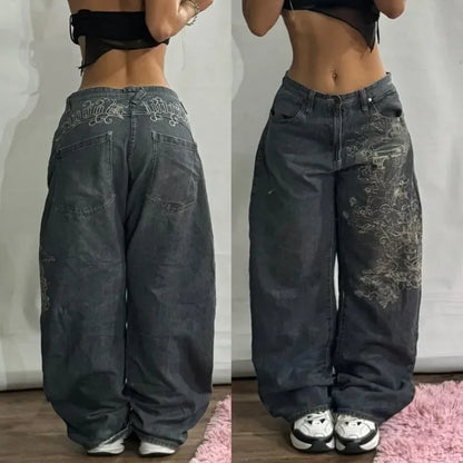 Navarita | Vintage Wide-Leg Graffiti Jeans