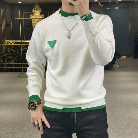 Navarita | Contrast Green Detail Knit Sweatshirt