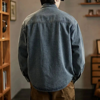 Navarita | Vintage Wash Denim Overshirt with Utility Pockets
