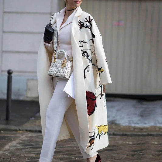 Navarita | Vintage Floral Embroidered Long Coat